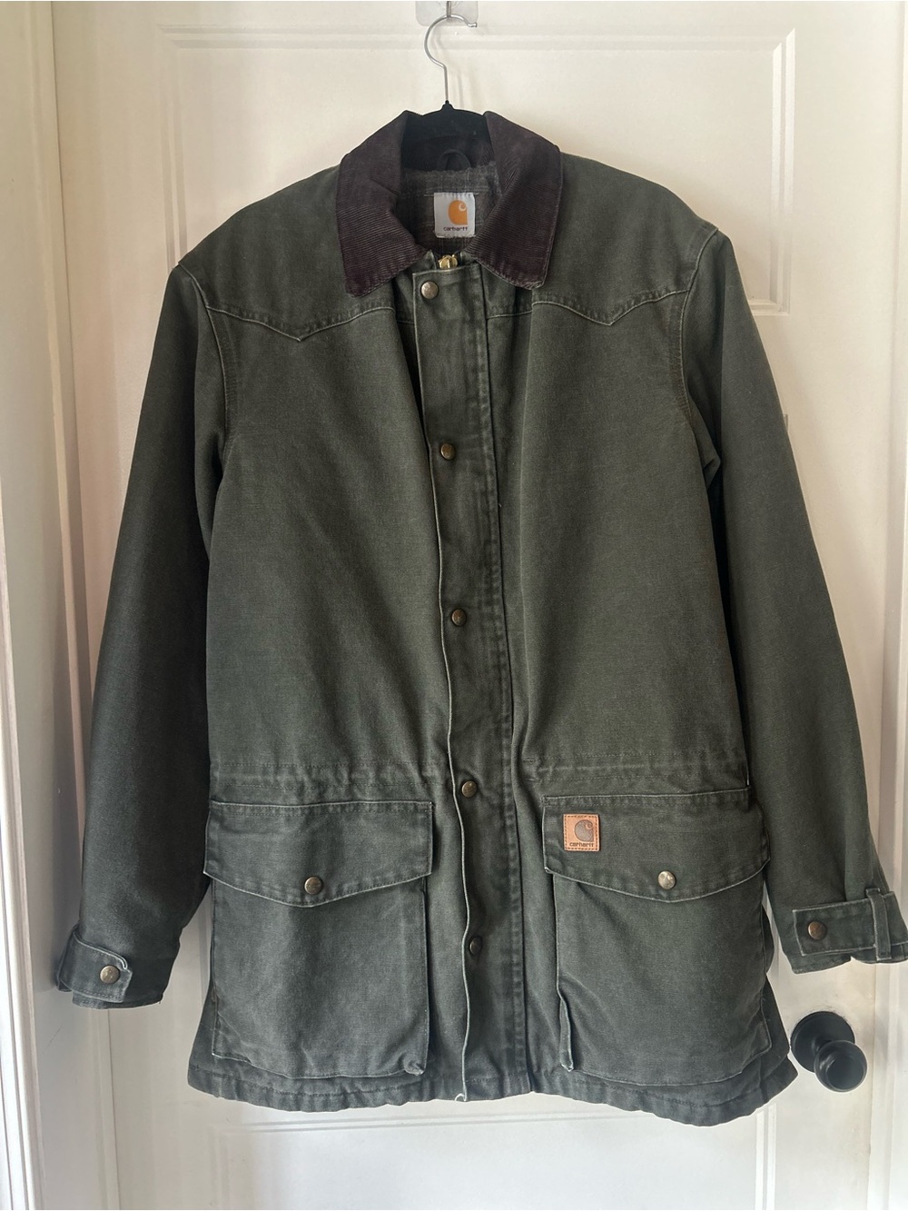 Vintage Carhartt C52 MOS Ranch Coat Moss Green Blanket Lined Western Jacket